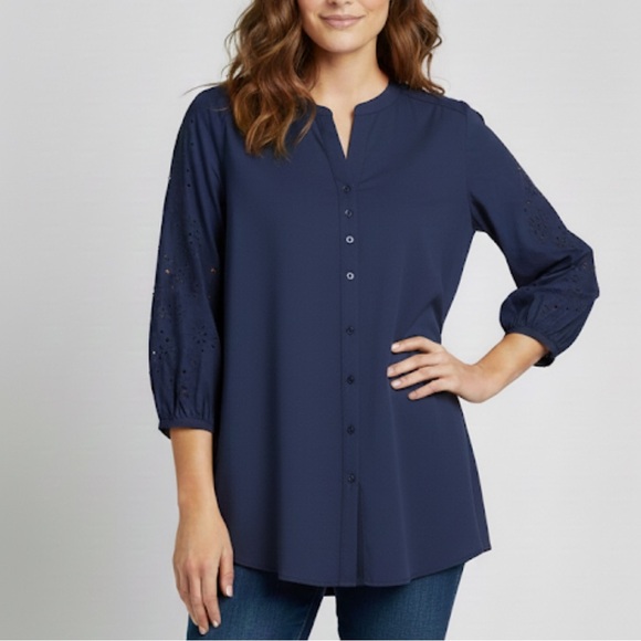 Lane Bryant Tops - 8/$25 Lane Brant Navy Button-Down Shirt for Women size 10/12